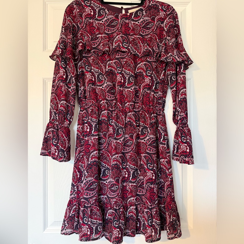MICHAEL Michael Kors Burgundy Paisley Long Sleeve Dress